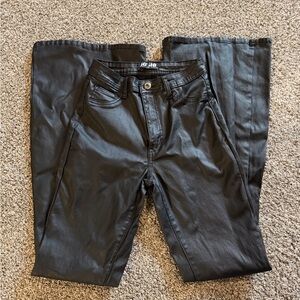 EUC JCJQ DENIM BLAKES JEAN MEDIUM Faux Leather Pants STRETCH CUTE BLACK